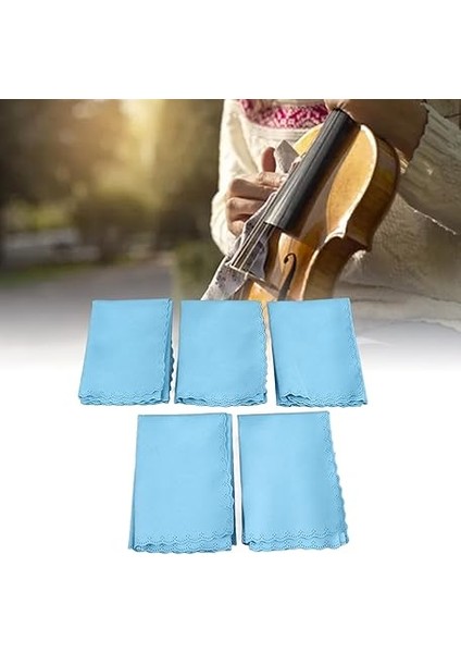 Piyano Temizleme Bezi Etkili Pamuklu Kumaş Gitar Bas Kemanı Için Müzikal Parlatma Bezi, Çok Çeşitli Aletler ve Eşyalar Için 5 Parça (Gök Mavisi) fırsatları