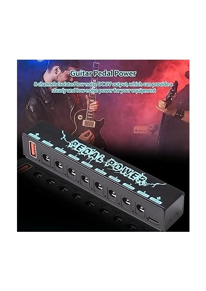 Gitar Pedalı Gücü Gitar Efektörü Güç Kaynağı 8 Izoleli Dc Çıkışı Izole Güç USB Girişi 5V 2.1A ve 8 Dc Çıkışı 9V ve 1 USB Çıkışı modelleri