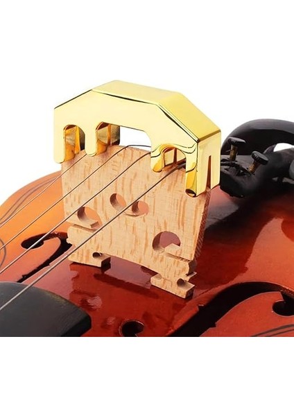 Metal Keman Susturucusu Uygulama Susturucusu Golden Fiddle Sessiz Susturucu Parçaları 1/2, 3/4, 4/4 Keman Için indirimleri