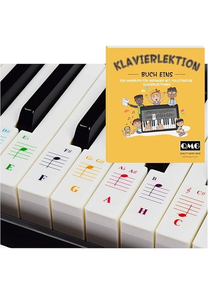 Renkli Piyano ve Klavye Çıkartmaları ve Tam Piyano Dersleri, Renkli Notalar ve Kılavuz (Türkçe Olmayabilir), Çocuklar ve Yeni Başlayanlar Için, Şeffaf