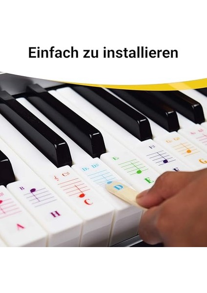 Renkli Piyano ve Klavye Çıkartmaları ve Tam Piyano Dersleri, Renkli Notalar ve Kılavuz (Türkçe Olmayabilir), Çocuklar ve Yeni Başlayanlar Için, Şeffaf fırsatları