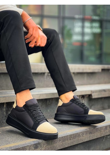 Drnds KB-X46 Kuback Siyah Bej Yüksek Siyah Taban Günlük Spor Ayakkabı (Numara: 40)