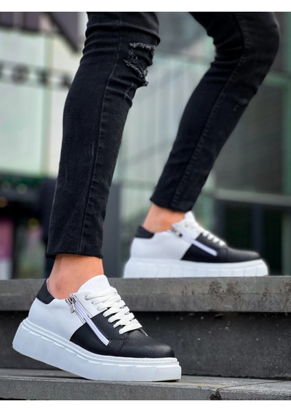 Drnds KB-X155 Kuback Siyah Cilt Beyaz Cilt Detaylı Beyaz Yüksek Taban Günlük Spor Ayakkabı (Numara: 43) fiyatları
