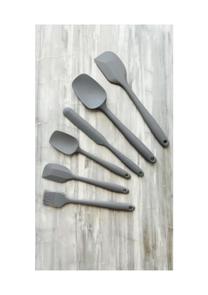 6'lı Silikon Mutfak Spatula Seti, Bpa Içermez, Yüksek Dayanıklı, Gri Renk, Hediye Soyacak ile fiyatları
