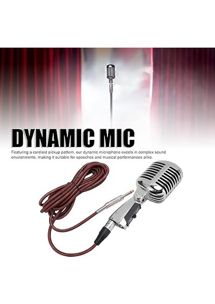 Retro Dinamik Vokal Mikrofonu - Xlr Kablolu Eski Vintage Tarzı Tek Yönlü Kardiyoid Mikrofon - Evrensel Stand Uyumlu - Canlı Performans, Stüdyo Içi Kayıt fiyatları