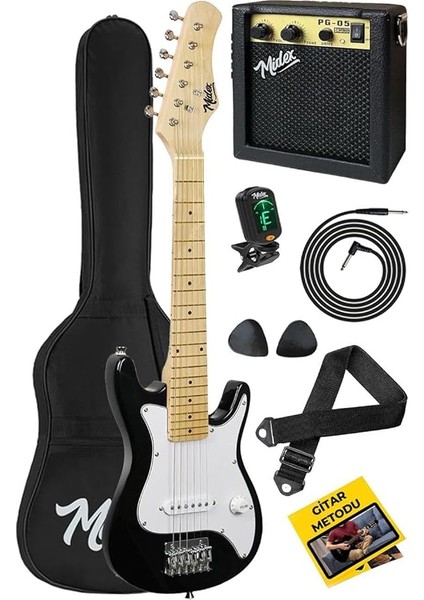 CEG-30WB 4-6 Yaş Çocuklar Için Amfili Full 1/4 30 Inç Elektro Gitar Seti White Black