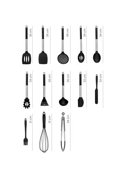 Mora 14 Parça Silikon Uçlu Spatula Mutfak Seti - Siyah fiyatları