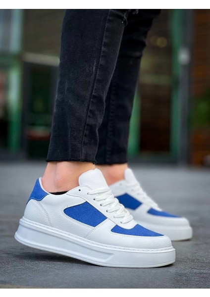 Drnds Kb-X8 Kuback Beyaz Cilt Mavi Süet Detaylı Beyaz Yüksek Taban Günlük Spor Ayakkabı (Numara: 40) fiyatları