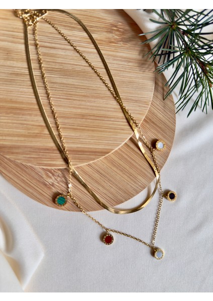 Renkli Round Charm Kolye