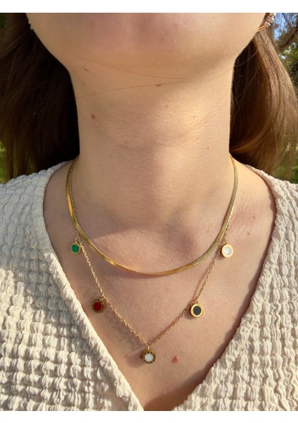 Renkli Round Charm Kolye modelleri