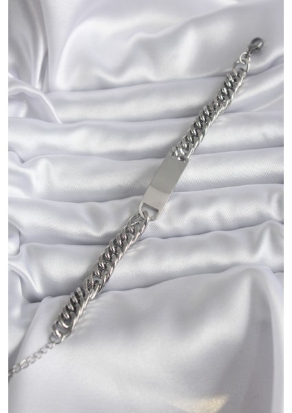 316L Çelik Gümüş Renk Isim Yazılabilir Plaka Kadın Bileklik fiyatları