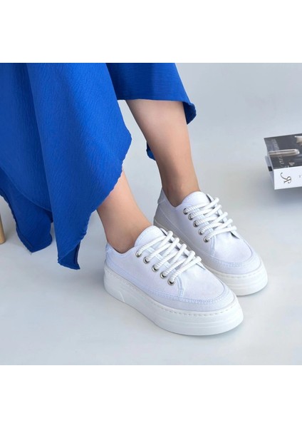 Drnds Carin Beyaz Keten Bağcıklı Spor Ayakkabı (Numara: 40) fırsatları