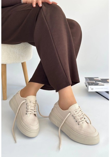 Drnds Carin Bej Keten Bağcıklı Spor Ayakkabı (Numara: 36) fiyatları