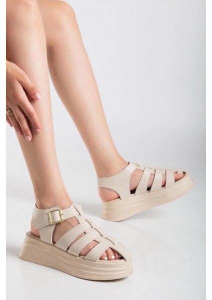 Drnds Toten Bej Cilt Kemerli Sandalet (Numara: 37)