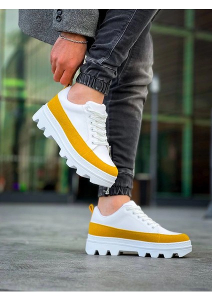 Drnds KB-056 Kuback Beyaz Sarı Detaylı Beyaz Yüksek Taban Günlük Spor Ayakkabı (Numara: 42) fiyatları