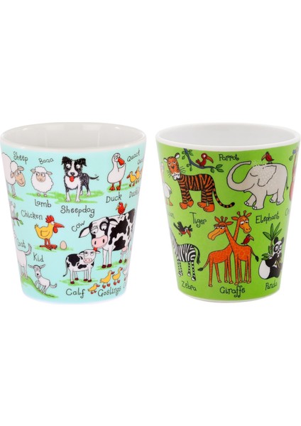 2'li Melamin Alıştırma Bardağı (Farm & Jungle)