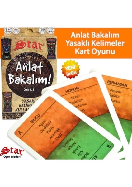 Star Tabu Kartları Anlat Bakalım Kelime Oyunu (Yaş 6+) Yasaklı Kelimeler Kart Oyunu Stoktan fiyatları