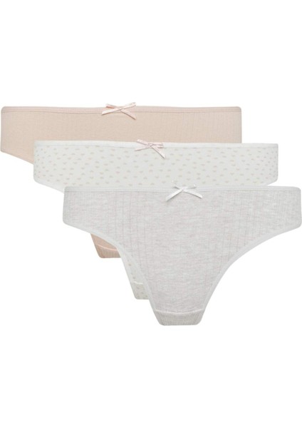 3'lü Basic Düz Brazilian Külot-Fall in Love