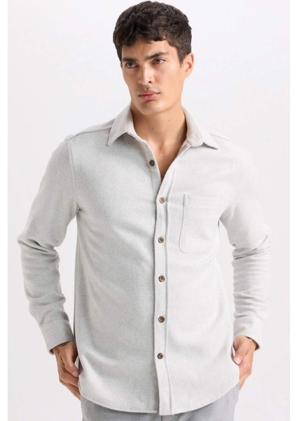 Regular Fit Oduncu Cep Detaylı Basic Düz Uzun Kollu Gömlek A5515AX24AU