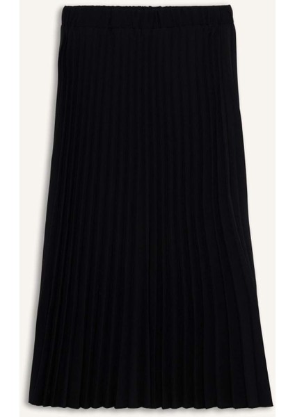 Beli Lastikli Basic Düz Pilise Aerobin Midi Etek B9014AX25SP