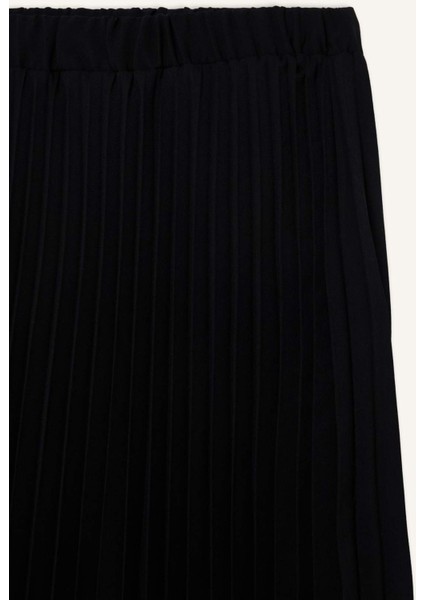 Beli Lastikli Basic Düz Pilise Aerobin Midi Etek B9014AX25SP