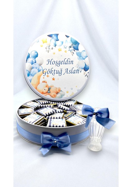 Ayda Uyuyan Ayı Temalı Isme Özel Bebek - Doğum Günü Çikolatası