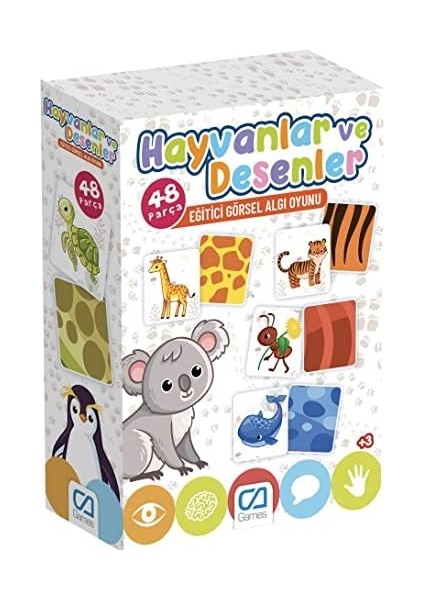 Hayvanlar ve Desenleri 48 Parça Eğitici Görsel Algı Oyunu