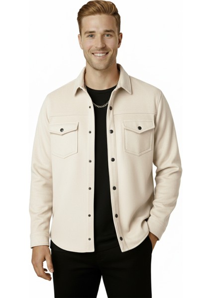 Erkek Krem Kırışmayan Süet Kumaş ÇıtÇıtlı Cepli Slim Fit Mevsimlik Gömlek 2302329 fiyatları