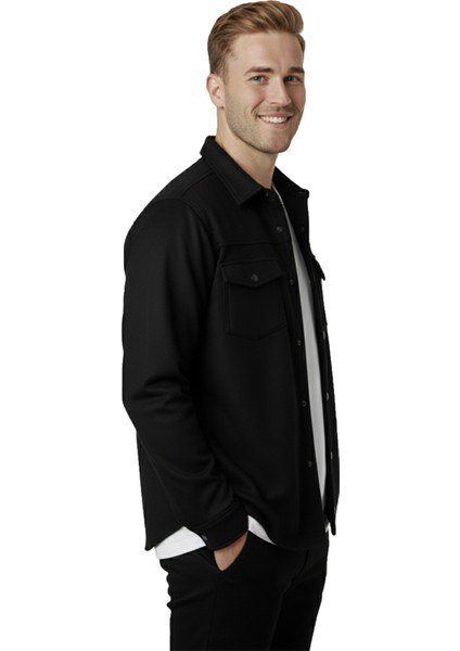 Erkek Siyah Kırışmayan Süet Kumaş ÇıtÇıtlı Cepli Slim Fit Mevsimlik Gömlek 2302329 fiyatları