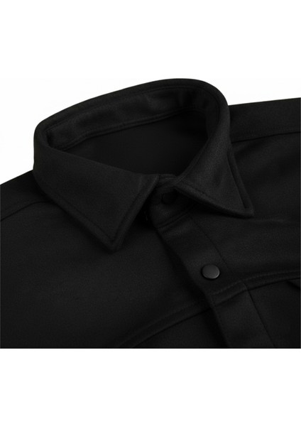 Erkek Siyah Kırışmayan Süet Kumaş ÇıtÇıtlı Cepli Slim Fit Mevsimlik Gömlek 2302329 fırsatları