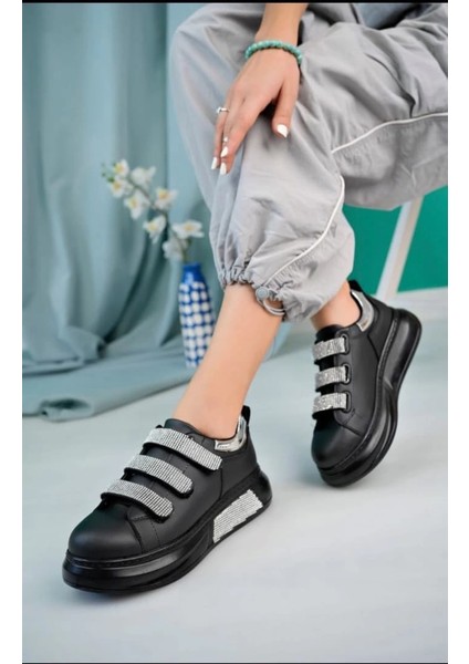 Drnds Elika Siyah Cilt Cırt Cırtlı Spor Ayakkabı (Numara: 39)