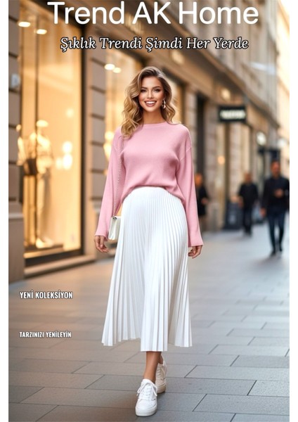 Beli Lastikli Piliseli Etek - Renk Beyaz ( Standart Beden ) modelleri