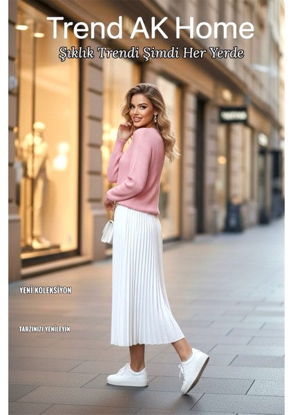 Beli Lastikli Piliseli Etek - Renk Beyaz ( Standart Beden )