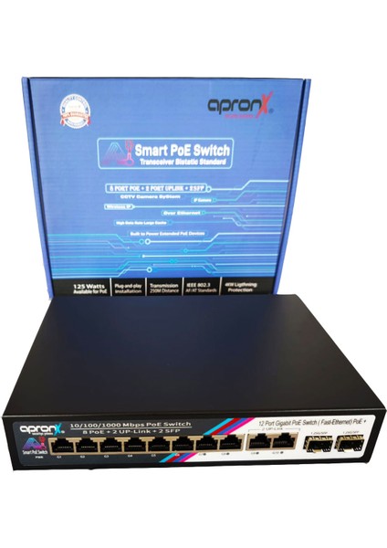 8 Port 10/100 8+2 High Power 125W Poe Switch