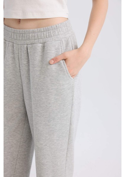 Wide Leg Geniş Bol Paça Eşofman Altı Beli Lastikli Bağcıklı Cepli Basic Düz B3345AX24WN