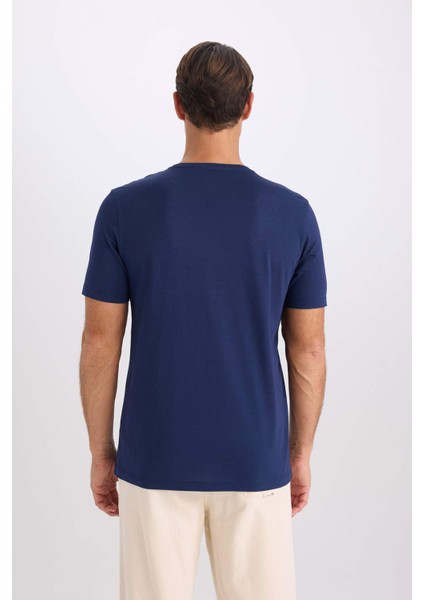 Slim Fit Dar Kesim Bisiklet Yaka Modal Karışımlı Pamuklu Basic Düz Kısa Kollu Tişört