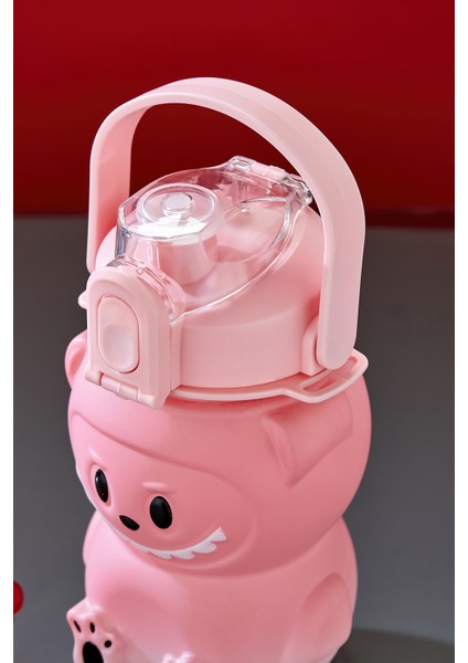 Labubu Suluk - 1000 ml Taşınabilir Kulplu, Pipetli, Bpa’sız, Kilitli ve Sızdırmaz Kapak - Pembe modelleri