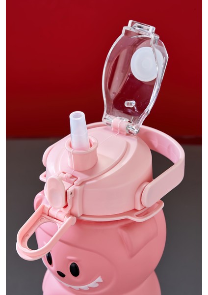 Labubu Suluk - 1000 ml Taşınabilir Kulplu, Pipetli, Bpa’sız, Kilitli ve Sızdırmaz Kapak - Pembe fırsatları