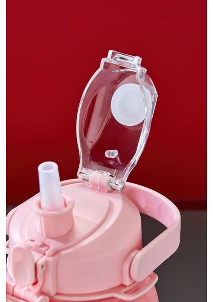 Labubu Suluk - 1000 ml Taşınabilir Kulplu, Pipetli, Bpa’sız, Kilitli ve Sızdırmaz Kapak - Pembe indirimleri