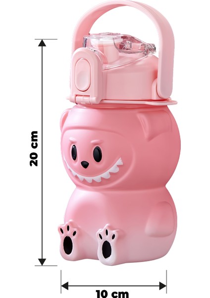 Labubu Suluk - 1000 ml Taşınabilir Kulplu, Pipetli, Bpa’sız, Kilitli ve Sızdırmaz Kapak - Pembe