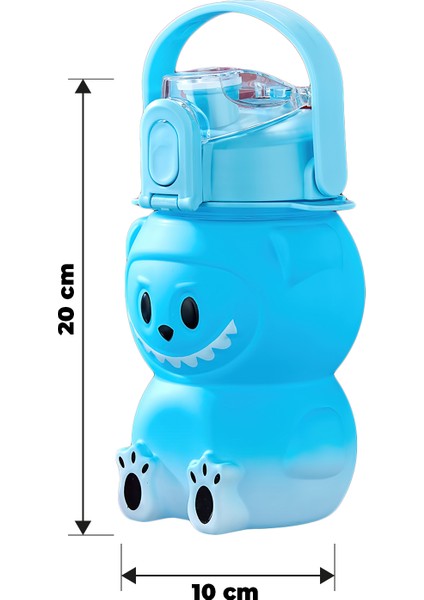 Labubu Suluk - 1000 ml Taşınabilir Kulplu, Pipetli, Bpa’sız, Kilitli ve Sızdırmaz Kapak - Mavi