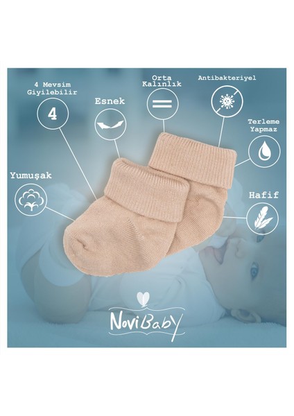 4'lü Bambu Bebek Çorap, Yenidoğan Bebek Çorabı, Kız Erkek Çocuk, Wz4 modelleri