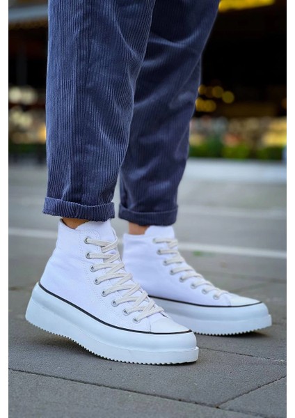 Drnds Kb-Cx-3 Kuback Uzun Beyaz Keten Beyaz Yüksek Taban Spor Ayakkabı (Numara: 40)