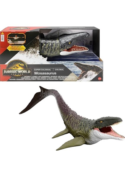 Jurassic World Rebirth Devasa Mosasaurus Aksiyon Figürü, 2 Saldırı Hareketine Sahip Dinozor Oyuncağı, Filmden Uyarlanan Tasarım, Bükülebilir Eklemler, JGB51
