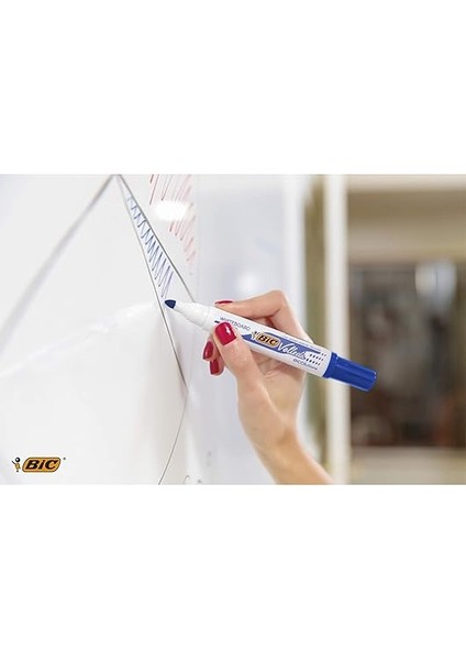 Velleda 1701 Eco Yuvarlak Uçlu Beyaz Tahta Kalemi, Mavi, 12'li Kutu, Kolay Silinebilen Mürekkep, Sabit Yuvarlak Uç indirimleri