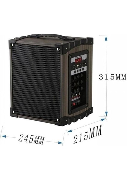 Ahşap Kumandalı Profesyonel Şarjlı Telsiz 1 Mikrofonlu Amfili Hoparlör Sistemi 16,5 cm fiyatları