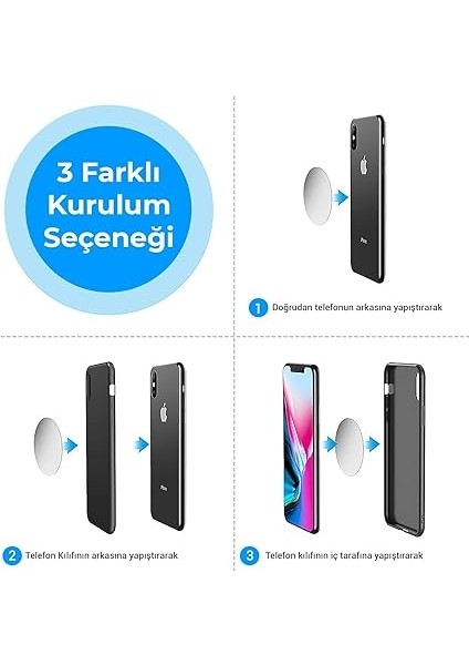 Havalandırma Izgarası Için Manyetik Mıknatıslı Telefon Tutucu + 2 Adet Manyetik Plaka indirimleri