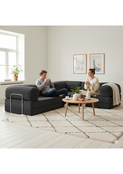 300X200 Teddy Serisi Köşe Kapali| Uzanma Modüler Koltuk | Yıkanabilir Corduroy Kumaş | Çok Fonksiyonlu Yer Yatağıyeny Fitilli fiyatları