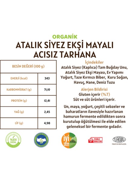 Atalık Tarhana Acısız - Siyez Unlu, Siyez Ekşi Mayalı - 500 Gram modelleri