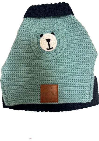 Ayıcık Figürlü Mint Yeşili Köpek Kazağı